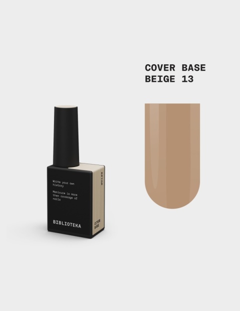 BIBLIOTEKA Cover Base Beige 13 – ciepła beżowa baza nude, 10 ml