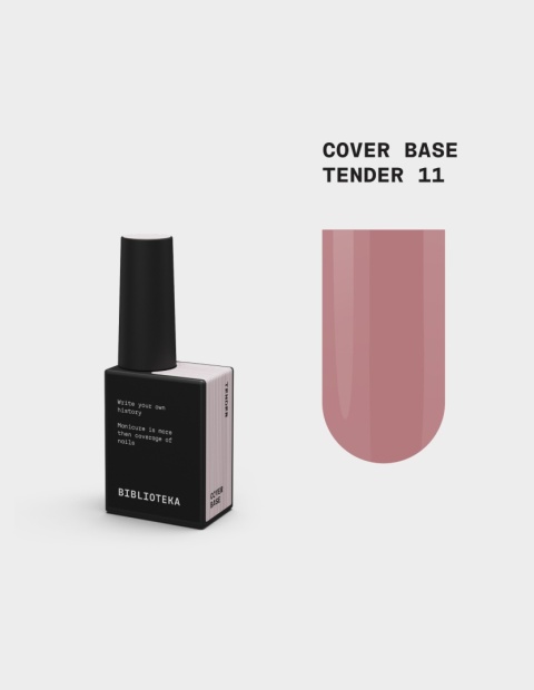 BIBLIOTEKA Cover Base Tender 11 – ciepła beżowo-różowa baza nude, 10 ml