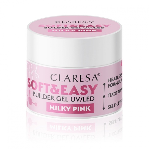 Claresa Soft&Easy Builder Gel Milky Pink 45g – żel budujący do paznokci