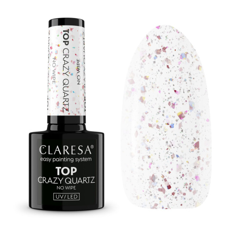 Claresa Top No Wipe Crazy Quartz 5g – top z folią różowo-złotą