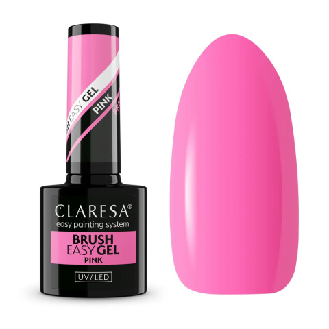 Claresa Brush Easy Gel PINK 5g – Elastyczny Żel do Paznokci, Intensywny Róż