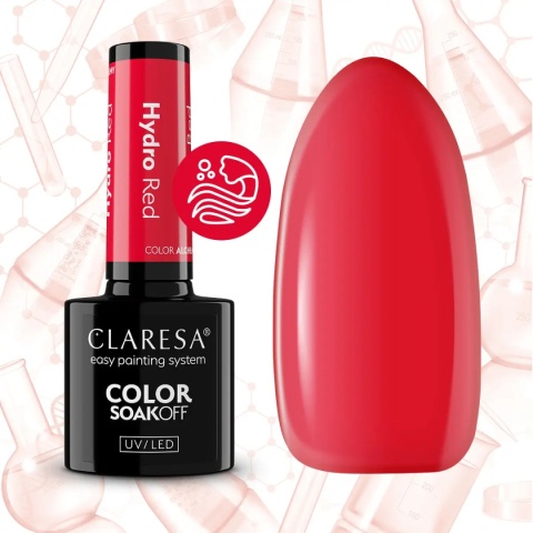 Claresa Hydro Red 5 g – szklany czerwony lakier hybrydowy z efektem glass