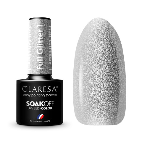 Claresa lakier hybrydowy do paznokci z brokatem Full Glitter 1 – 5 g
