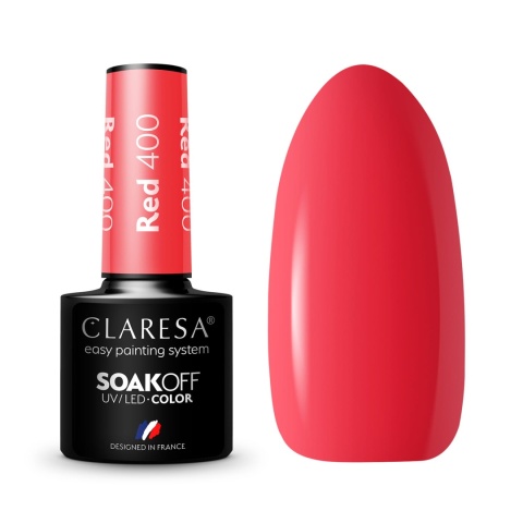 Claresa Red 400 5 g – czerwony lakier hybrydowy wpadający w pomarańcz