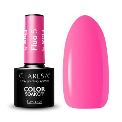 Claresa lakier hybrydowy do paznokci Fluo 5 – intensywny róż 5 g