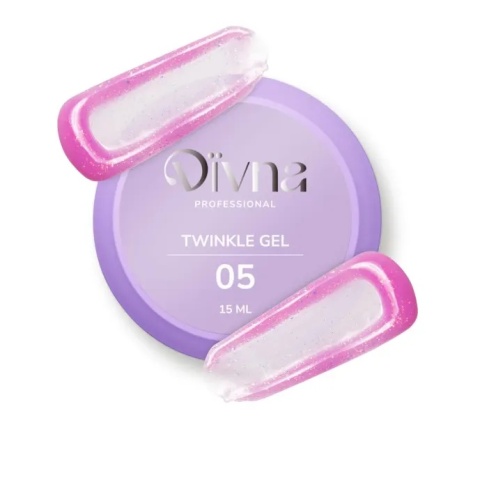 DIVNA Twinkle Gel 05 – żel budujący do paznokci z brokatem i folią, 15 ml