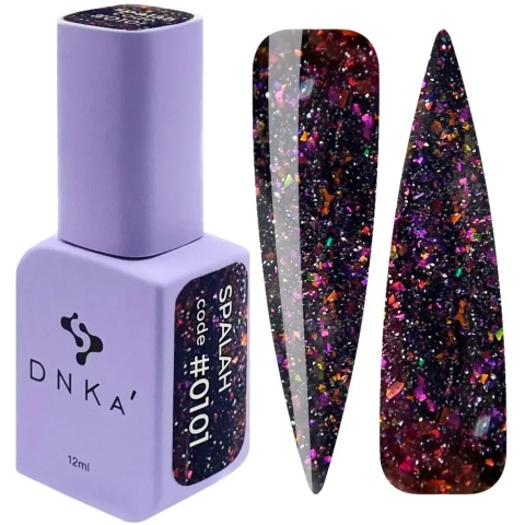 DNKa Lakier Hybrydowy Spalah #0101 12 ml – multikolorowy efekt flakes na czerni