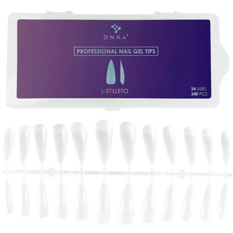 DNKa Professional Nail Gel Tips L-Stiletto 240 szt – żelowe tipsy długi sztylet