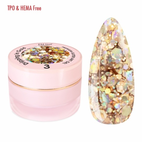 EM Nail Żel do zdobień paznokci Premium Glitter Art Dripping in Gold 3 –5g TPO-Free