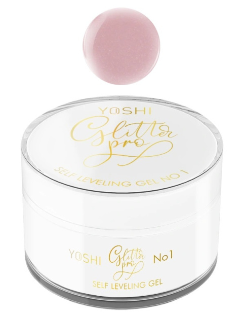 YOSHI Żel Budujący Glitter PRO No1 50 ml – Mleczno-Różowy z Brokatem TPO-FREE
