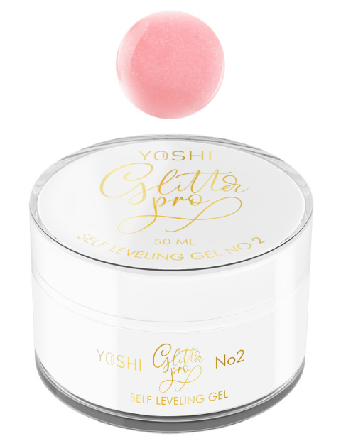 YOSHI Glitter PRO GEL UV LED No2 – Jasnoróżowy Perłowy Żel Budujący 50 ml TPO-FREE