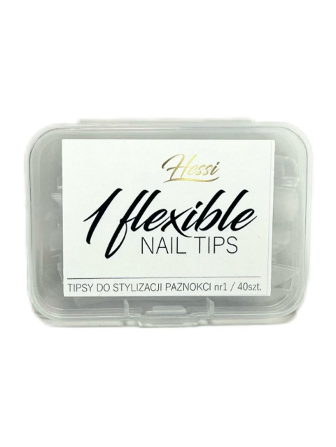 HESSI Tipsy tunelowe Flexible Nail Tips rozmiar 1 przezroczyste 40 szt.