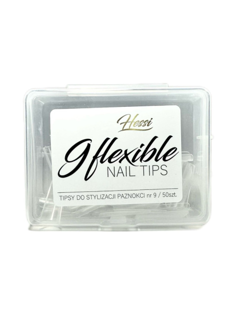 HESSI TIPSY TUNELOWE FLEXIBLE NAIL TIPS ROZMIAR 9 - PRZEZROCZYSTE 50SZT.