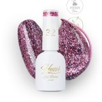 Hessi Lakier Hybrydowy 32 Glitter – fuksjowo-fioletowy z brokatem