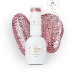 Hessi Lakier Hybrydowy 33 Glitter – różowy rose gold z brokatem