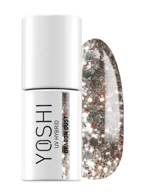 YOSHI Dragon Dust 109 – lakier hybrydowy do paznokci 6ml, brokat srebrny TPO-FREE