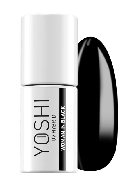 YOSHI Woman In Black 605 – lakier hybrydowy 6 ml, głęboka czerń UV/LED TPO-FREE