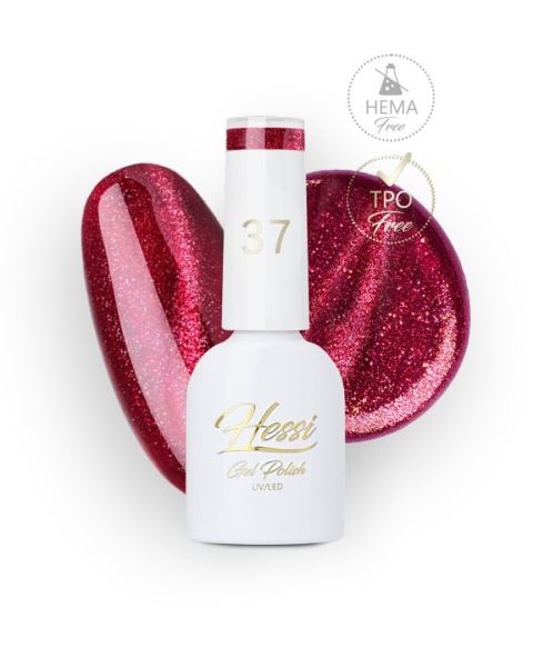 Hessi Lakier hybrydowy 37 Cat Eye malinowo-czerwony z efektem magnetycznym