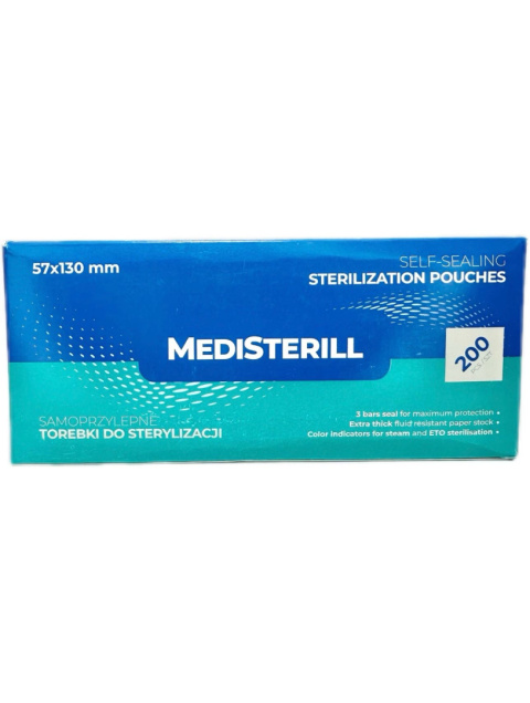 MediSterill Torebki do Sterylizacji 5,7 x 13 cm 200 szt. Samoprzylepne Autoklaw