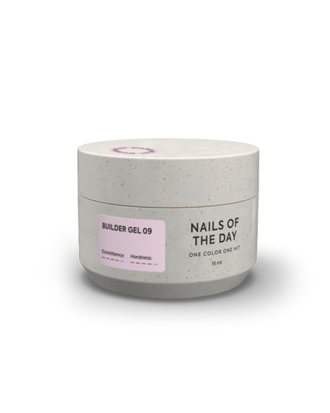 NAILSOFTHEDAY Builder gel 09 – mleczno-różowy żel budujący, 15 ml