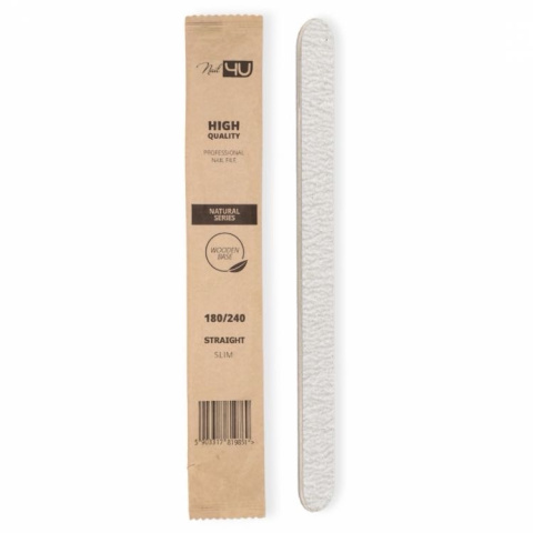 Nail4u Slim NATURAL II Pilnik Do Paznokci Hybrydowych Prosty Straight 180/240 1szt