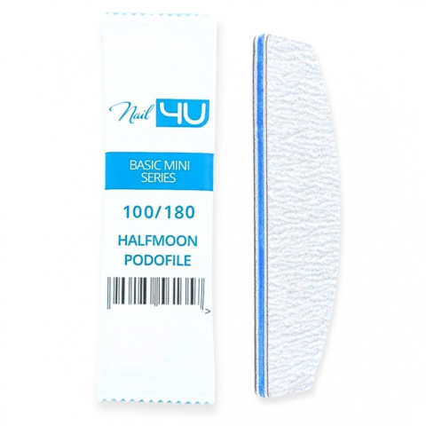 Nail4u Pilnik Podofile BASIC MINI HALFMOON Łódka Halfmoon 100/180 1szt - Jednorazowy Pilnik