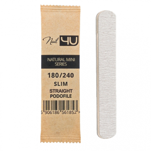 Nail4u Pilnik Podofile Slim Mini STRAIGHT Prosty 180/240 1szt - Drewniany, Ekologiczny Pilnik