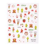 Naklejki do paznokci cienkie samoprzylepne świąteczne Grinch MS-C263
