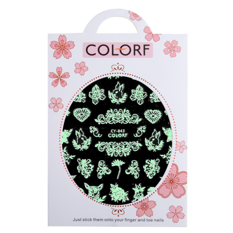 Naklejki do paznokci cienkie samoprzylepne świecące w UV Colorf CY-043