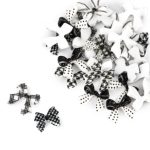 Ozdoby do paznokci kokardki 3D Molly Nails biało-czarne – 30 szt