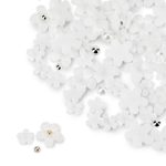 Ozdoby do paznokci kwiatki akrylowe + kulki Molly Nails białe 150 sztuk