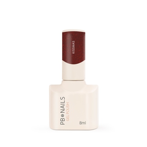 Lakier hybrydowy PB Nails Kissmas – czerwień z brokatem 8 ml
