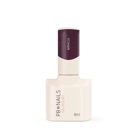 Lakier hybrydowy PB Nails Miracle 8 ml – ciemna śliwka z brokatem