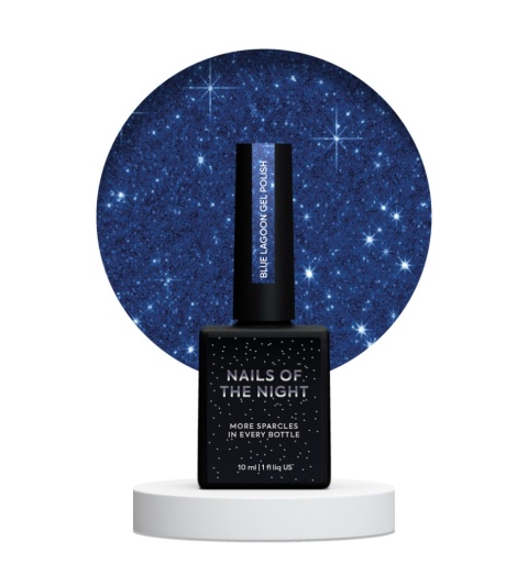 NAILSOFTHEDAY Blue Lagoon Gel Polish – niebieski lakier hybrydowy z odblaskową drobinką, 10 ml