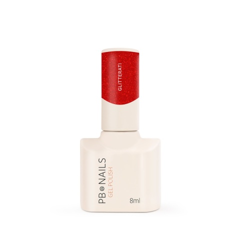 Lakier hybrydowy Glitterati 8 ml – czerwień z drobinkami, TPO Free