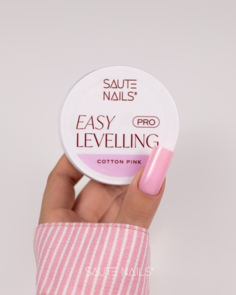 Saute Nails Żel budujący Easy Levelling PRO Cotton Pink 30g – mleczno-różowy cukierkowy