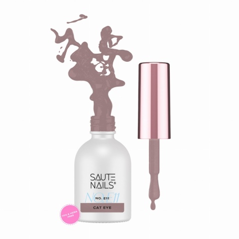 Saute Nails Cat Eye Effect E11 – chłodny beżowy brąz z efektem kociego oka