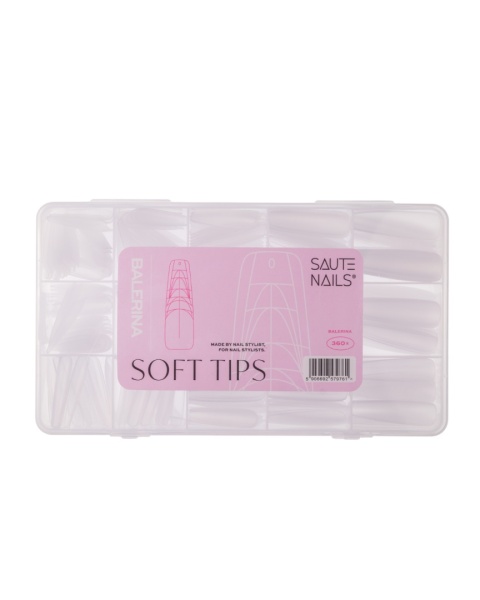 Saute Nails Tipsy do paznokci Soft Tips Balerina transparentne 360 szt. 15 rozmiarów