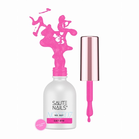 Saute Nails Cat Eye Effect E07 – jasnoróżowy lakier hybrydowy z efektem kociego oka