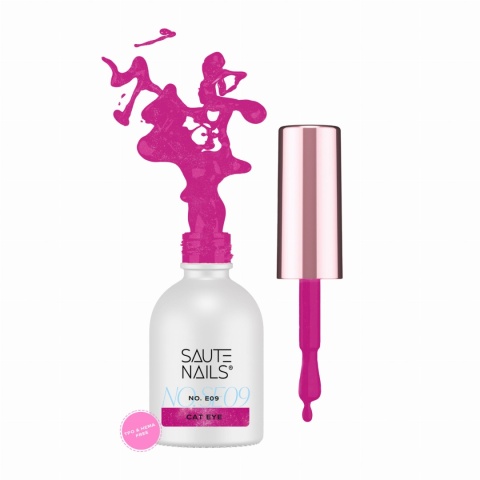 Saute Nails Cat Eye Effect E10 – ciemny malinowy róż z efektem kociego oka