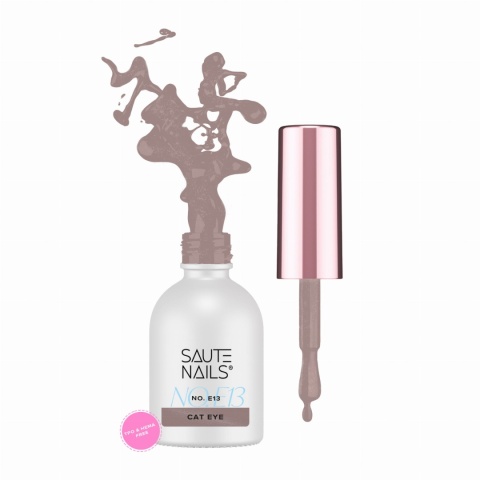 Saute Nails Cat Eye Effect E13 – chłodny brąz z szarością i srebrną poświatą