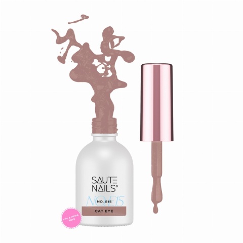 Saute Nails Cat Eye Effect E15 – jasny ciepły beż z efektem kociego oka