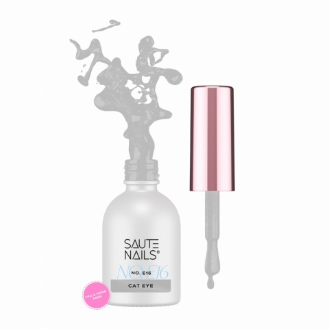 Saute Nails Cat Eye Effect E16 – chłodna szarość z efektem kociego oka