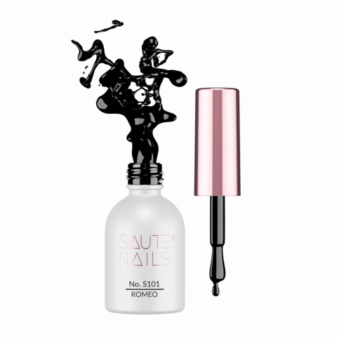 Saute Nails Lakier hybrydowy S101 Romeo – głęboka klasyczna czerń 8 ml
