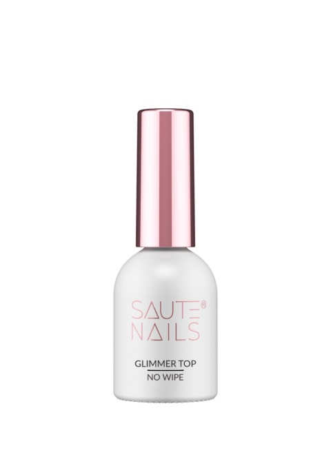 Saute Nails Top hybrydowy Glimmer Top No Wipe – złota drobinka