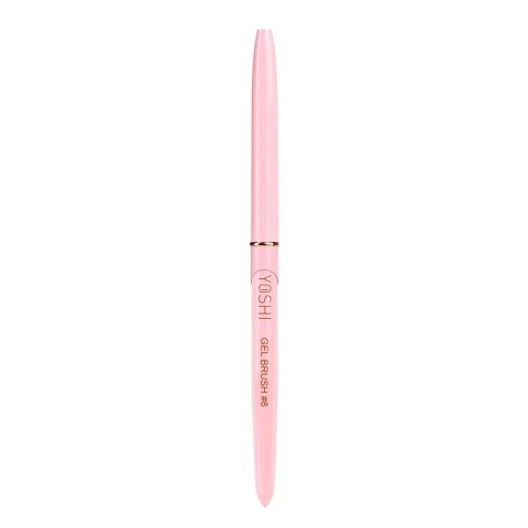 YOSHI GEL BRUSH #6 – pędzelek do żelu 6 mm z nylonu, różowy z skuwką