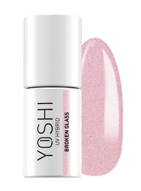 YOSHI Lakier Hybrydowy 813 Broken Glass – Perłowy Róż z Drobinkami 6 ml TPO-FREE