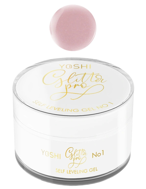 Yoshi Glitter PRO No 1 – żel budujący do paznokci 15ml, róż z brokatem TPO-FREE