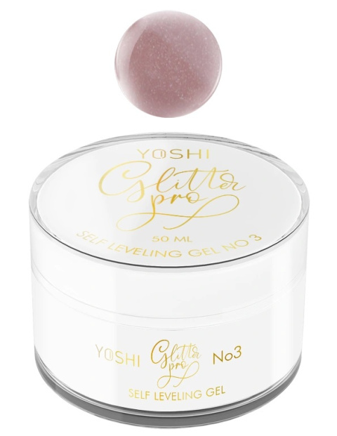 YOSHI Glitter PRO No 3 – żel budujący do paznokci 15ml, beż ze złotym blaskiem TPO-FREE