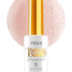 YOSHI Rubber Base No 9 Glitter 10 ml – mlecznoróżowa baza kauczukowa z drobinkami, wzmacniająca cienkie paznokcie TPO-FREE